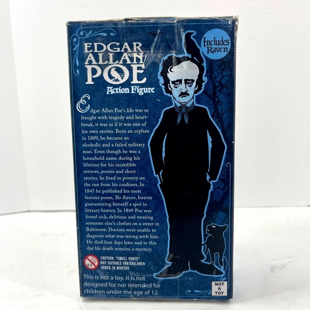 Archie McPhee Edgar‎ Allan Poe Action Figure Raven Bookish Literary Gift NIB